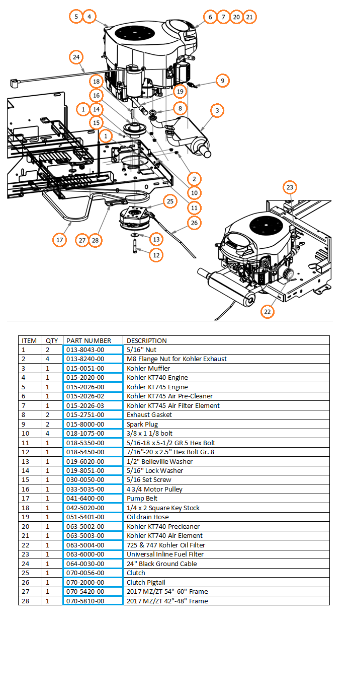 Engine Kohler KT740 & KT745